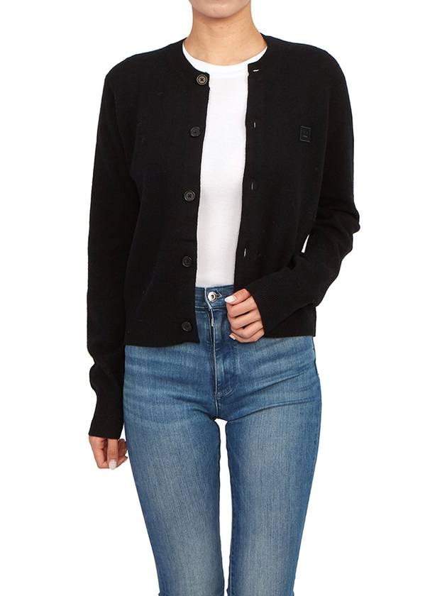 Face Patch Crop Cardigan Black - ACNE STUDIOS - BALAAN 7