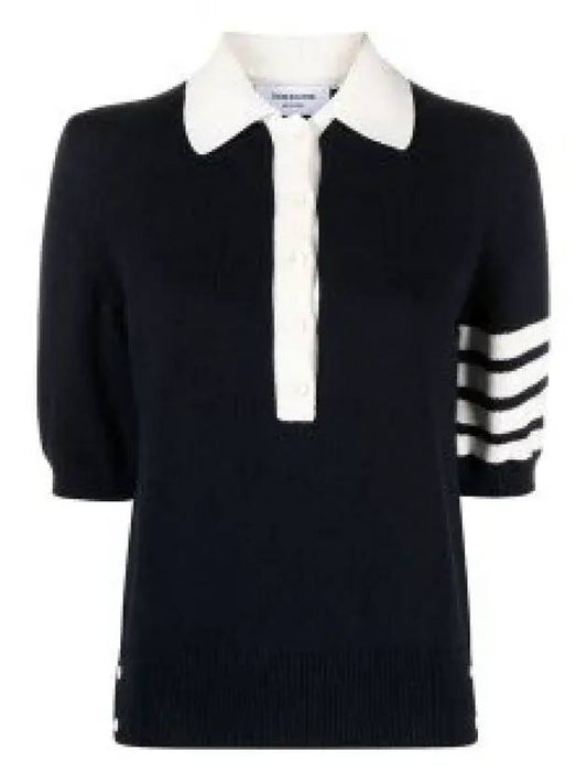 Cotton 4-Bar Hector Polo T- Shirt Navy - THOM BROWNE - BALAAN 2