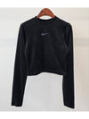 Velvet slim fit cropped long sleeve t shirt DV7818 010 black WOMENS XS S Euro - NIKE - BALAAN 5