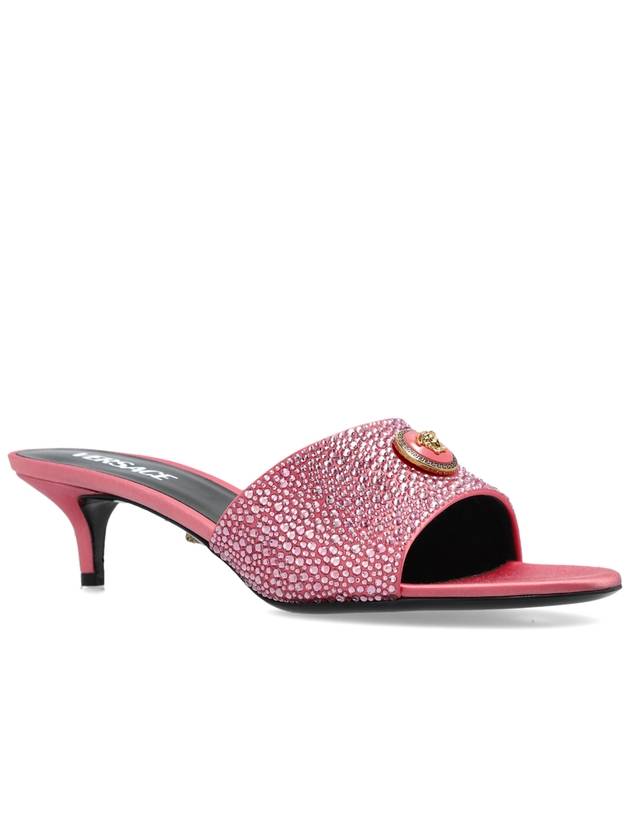 Versace Satin Heeled Mules ‘Alia’, Women's, Pink - VERSACE - BALAAN 4