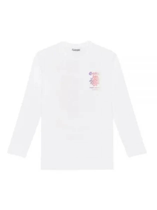 Print Long Sleeve T-Shirt White - GANNI - BALAAN 2