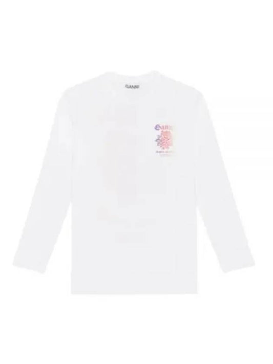 Print Long Sleeve T-Shirt White - GANNI - BALAAN 2