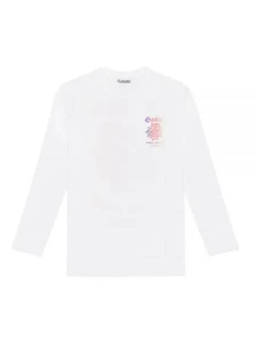 Print Long Sleeve T-Shirt White - GANNI - BALAAN 1