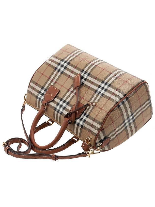 Medium Check Bowling Tote Bag Archive Beige Briar Brown - BURBERRY - BALAAN 5