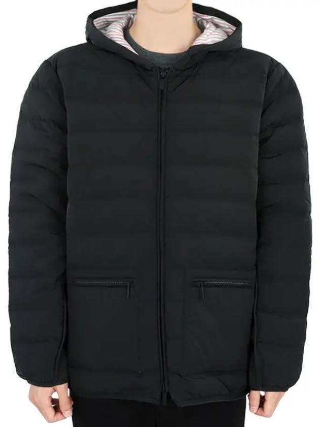 Poly Twill Rib 4-Bar Down Hoodie Jacket Charcoal - THOM BROWNE - BALAAN 3