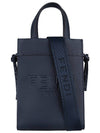 Mini Logo Leather Tote Bag Navy - FENDI - BALAAN 3