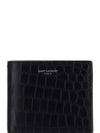 Crocodile Pattern Half Wallet Black - SAINT LAURENT - BALAAN 2