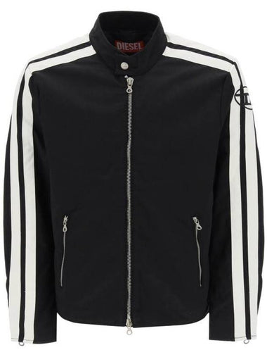 J Beck Logo Zip-Up Biker Jacket Black White - DIESEL - BALAAN 1