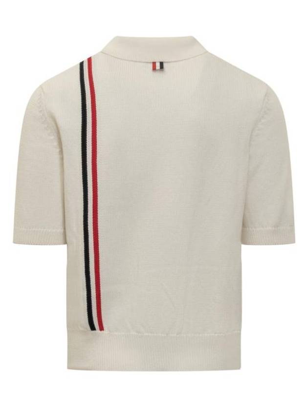 RWB Stripe Polo Shirt White - THOM BROWNE - BALAAN 3