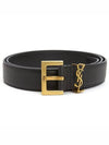 Men's Monogram Grain Leather Belt Gold - SAINT LAURENT - BALAAN 2