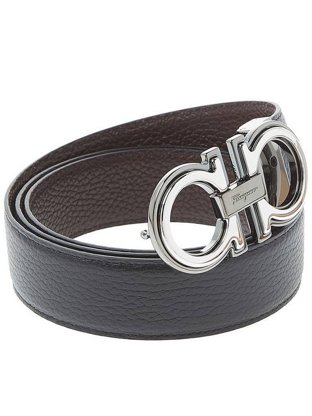 Men's Gancini Reversible Leather Belt Black - SALVATORE FERRAGAMO - BALAAN 4