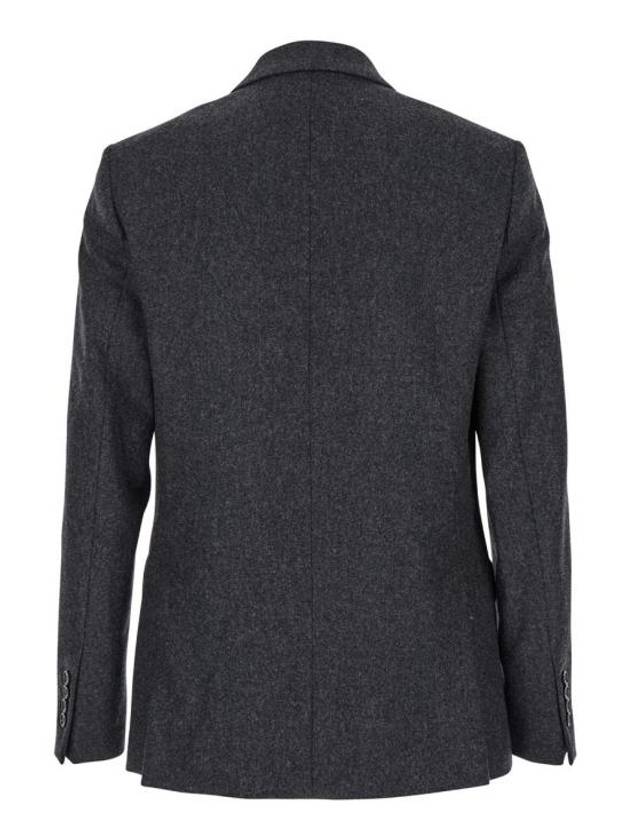 Wool Flanne Double Breasted Jacket Dark Grey - AMI - BALAAN 2