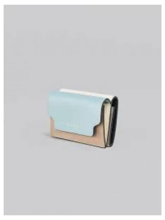 Saffiano Color Block Tri-Fold Half Wallet Blue - MARNI - BALAAN 2