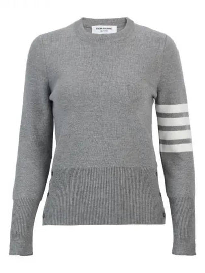 4-Bar Milano Stitch Crew Neck Knit Top Light Grey - THOM BROWNE - BALAAN 2