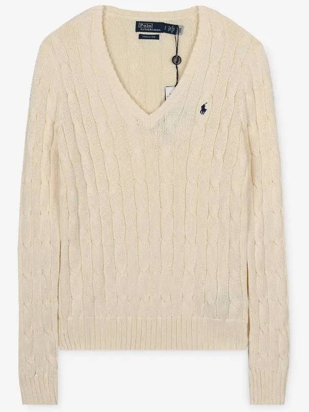 Women's Embroidered Logo Knit Top Cream - POLO RALPH LAUREN - BALAAN 3