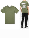 Men's Chest Logo Back Print Short Sleeve T-Shirt Olive Green - STONE ISLAND - BALAAN 2