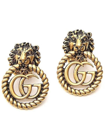 Double G Lion Head Earrings Gold - GUCCI - BALAAN 1