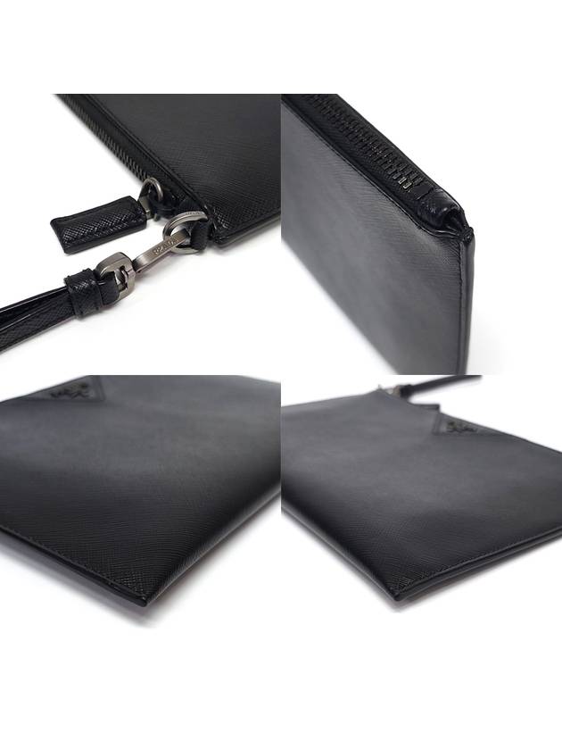 2NH05V Dark Metal Saffiano Clutch Bag Pouch - PRADA - BALAAN 8