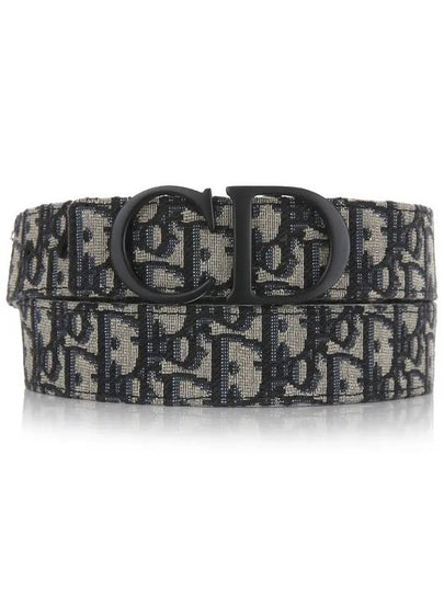 CD Oblique Jacquard Calfskin 35mm Reversible Belt Black Beige - DIOR - BALAAN 2