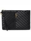 Gold Monogram Matelasse Clutch Bag Black - SAINT LAURENT - BALAAN 2