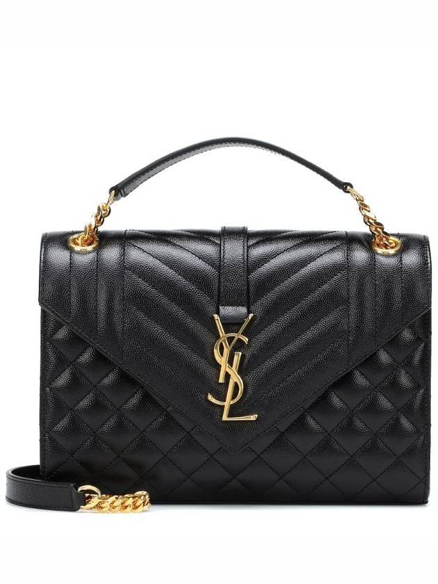 Gold Matelass Grain De Poudre Envelope Medium Shoulder Bag Black - SAINT LAURENT - BALAAN 1