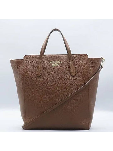 368824 Brown leather medium shopper tote bag shoulder strap 2WAY - GUCCI - BALAAN 1