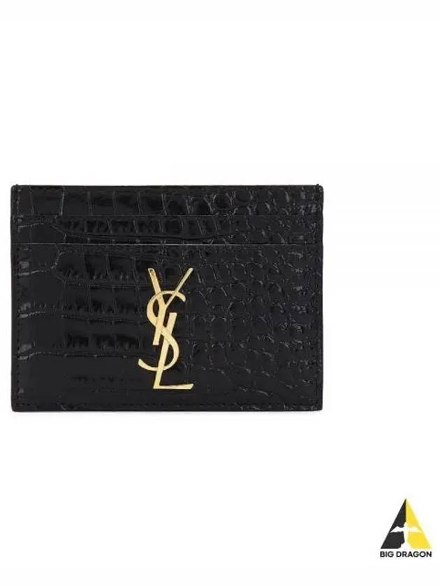 Cassandre Crocodile Embossed Leather Card Wallet Black - SAINT LAURENT - BALAAN 2