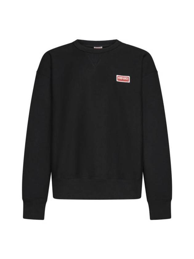 Paris Logo Crew Neck Cotton Sweatshirt Black - KENZO - BALAAN 1