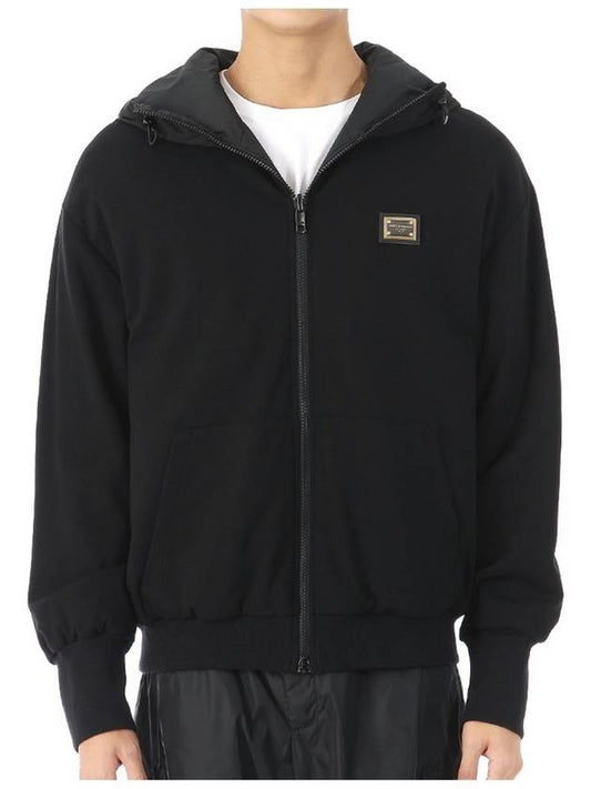 Metal Logo Stretch Jersey Hooded Zip Up G9YF6T S9000 - DOLCE&GABBANA - BALAAN 1