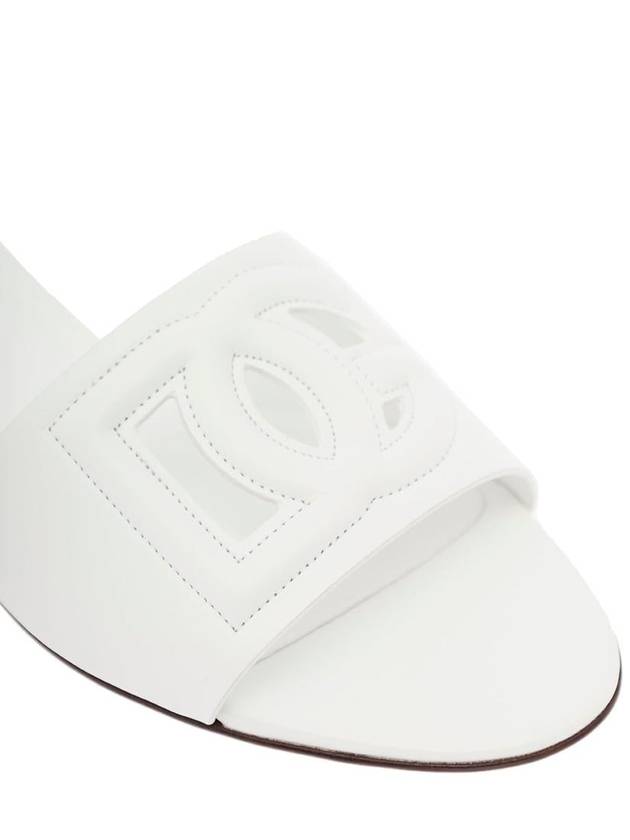 DG Logo Leather Flat Slippers White - DOLCE&GABBANA - BALAAN 9