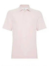 Ribbed Knit Short Sleeve Polo Shirt Pink - BRUNELLO CUCINELLI - BALAAN 2