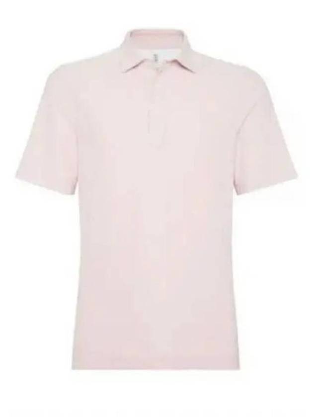 Ribbed Knit Short Sleeve Polo Shirt Pink - BRUNELLO CUCINELLI - BALAAN 2