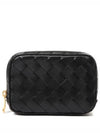 Teen Intrecciato Zipper Calfskin Pouch Black - BOTTEGA VENETA - BALAAN 2