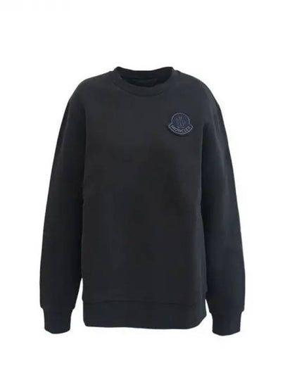 Men's Logo Crew Neck Cotton Fleece Sweatshirt Black - MONCLER - BALAAN 2