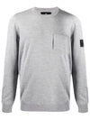 Men's Shadow Project Wappen Pocket Wool Knit Top Grey - STONE ISLAND - BALAAN 3