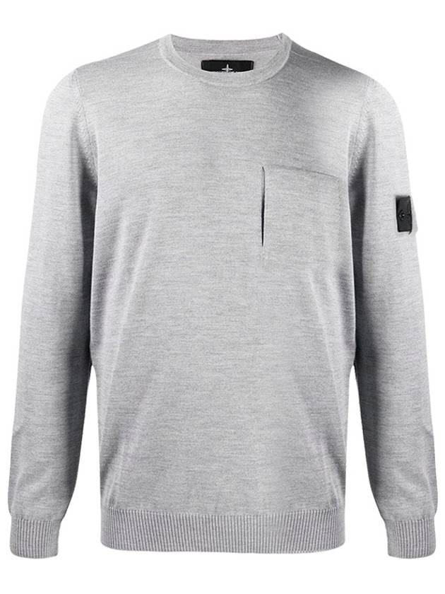 Men's Shadow Project Wappen Pocket Wool Knit Top Grey - STONE ISLAND - BALAAN 3