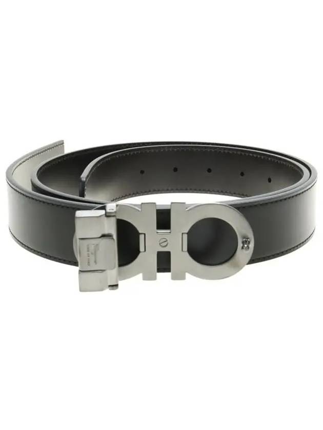 Gancini Reversible Adjustable Leather Belt Black Dark Brown - SALVATORE FERRAGAMO - BALAAN 3