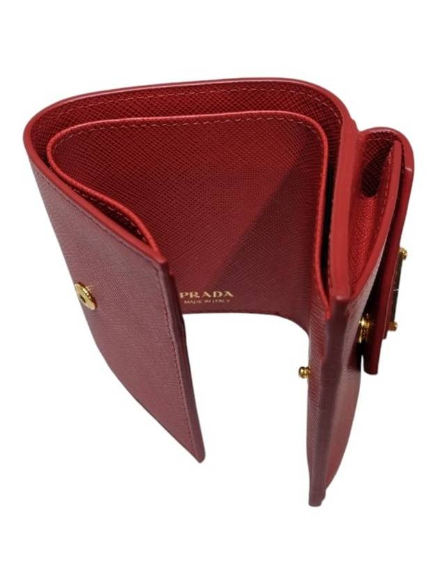 Women s 1MH021 Red Saffiano Gold Triangular Logo Mini Bicycle Wallet - PRADA - BALAAN 8