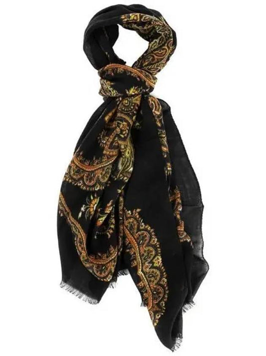 Ornamental Print Cashmere Scalf Black - ETRO - BALAAN 2