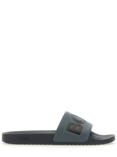 Aryeh Logo Slippers Gris - HUGO BOSS - BALAAN 1