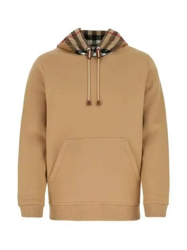 Check Cotton Blend Hoodie Camel Beige - BURBERRY - BALAAN 2