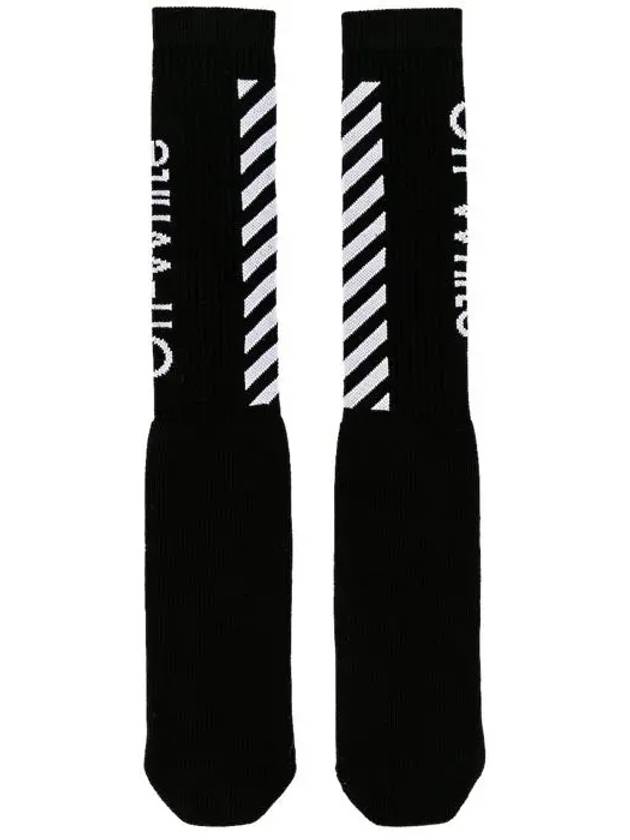 Diagonal Stripe Midium Socks Black - OFF WHITE - BALAAN 2