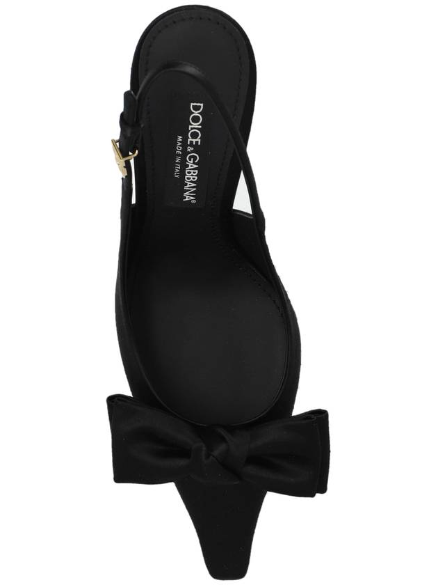 Bow Detail Satin Slingback Heel Black - DOLCE&GABBANA - BALAAN 7