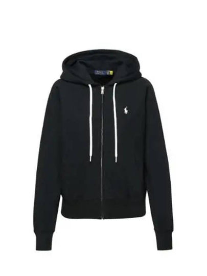 Embroidered Logo Zip Up Hoodie Black - POLO RALPH LAUREN - BALAAN 2