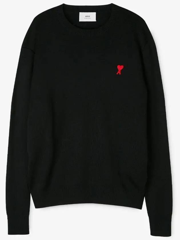 de Coeur Embroidery Crewneck Knit Top Black - AMI - BALAAN 3