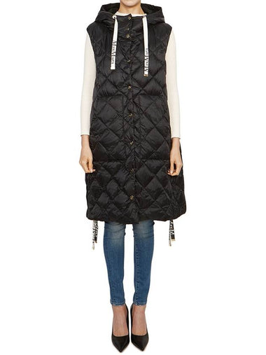 Sisoft Double-Sided Drawstring Hooded Padded Long Vest Black - MAX MARA - BALAAN 1