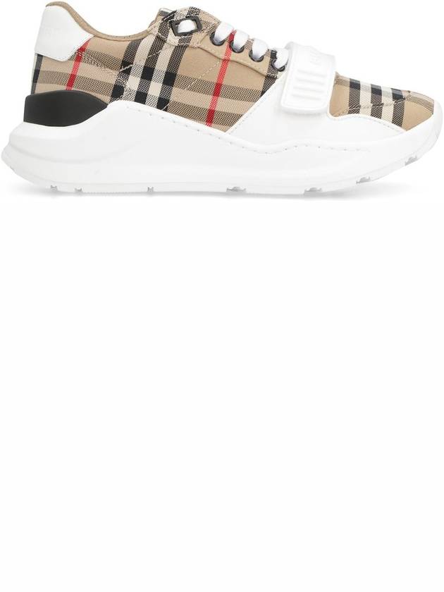 Vintage Check And Leather Sneakers White Archive Beige - BURBERRY - BALAAN 3