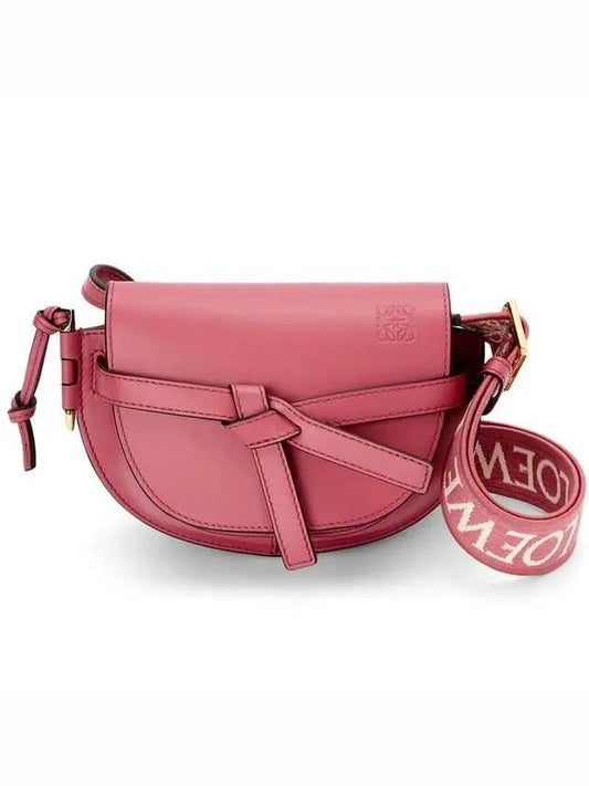 Gate Dual Mini Soft Calfskin Cross Bag Plum Rose - LOEWE - BALAAN.