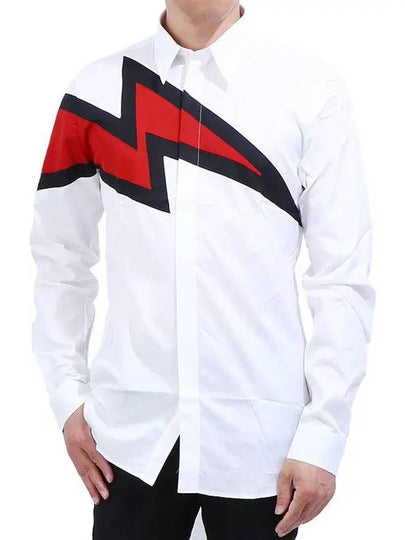 Lightning Bolt Slim Fit Cotton Long Sleeve Shirt White - GIVENCHY - BALAAN 2