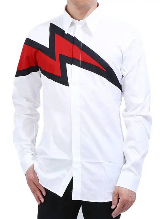 Thunder Print Long Sleeve Shirt White - GIVENCHY - BALAAN.